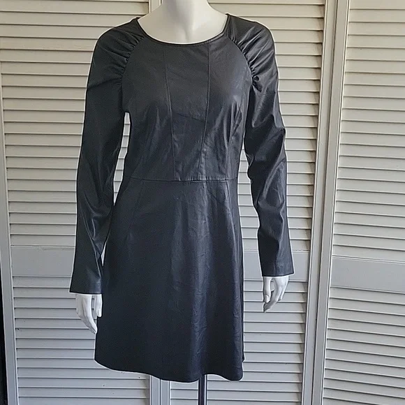 slim fit dress slacks Faux Leather Lace Illusion Midi Dress – bebe main image 1